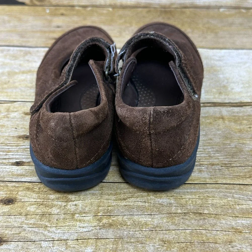Stride Rite Molly Brown Leather Mary Jane 11.5W Kids Suede Girls Flower Preppy